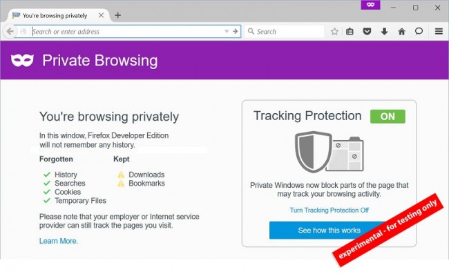 Firefox'un Yeni Gizli Gezinme Modu